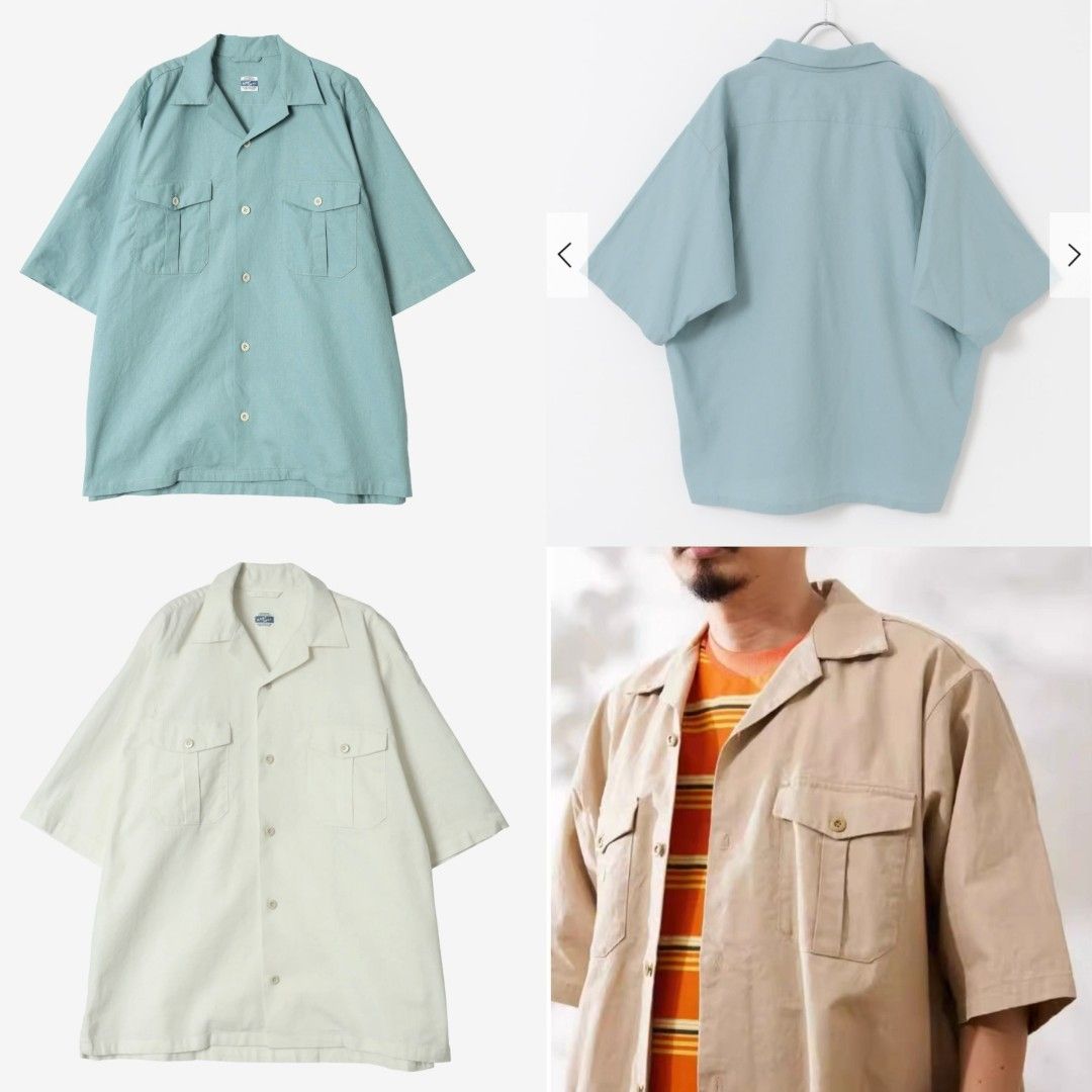 ARMY TWILL COTTON/LINEN SLAB H/S UTILITY SHIRT, 男裝, 上身及套裝