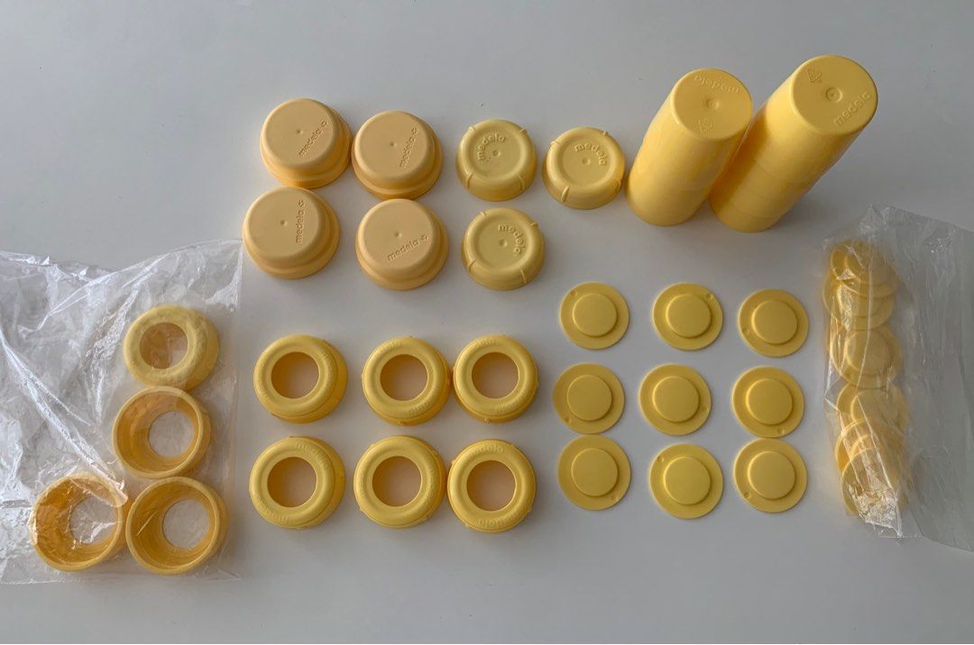 Assorted Medela Bottle Parts Collars Caps Covers Discs avent