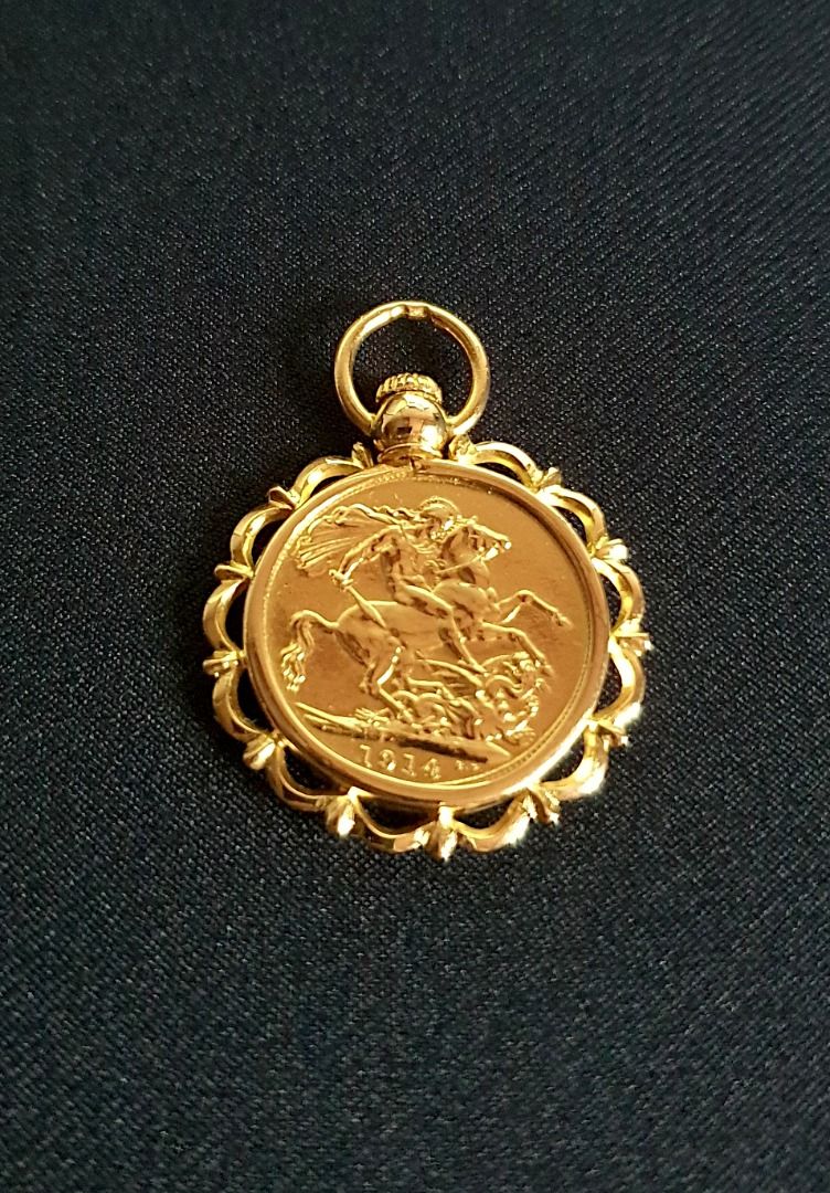 Authentic 1914 King George Gold Coin Pendant