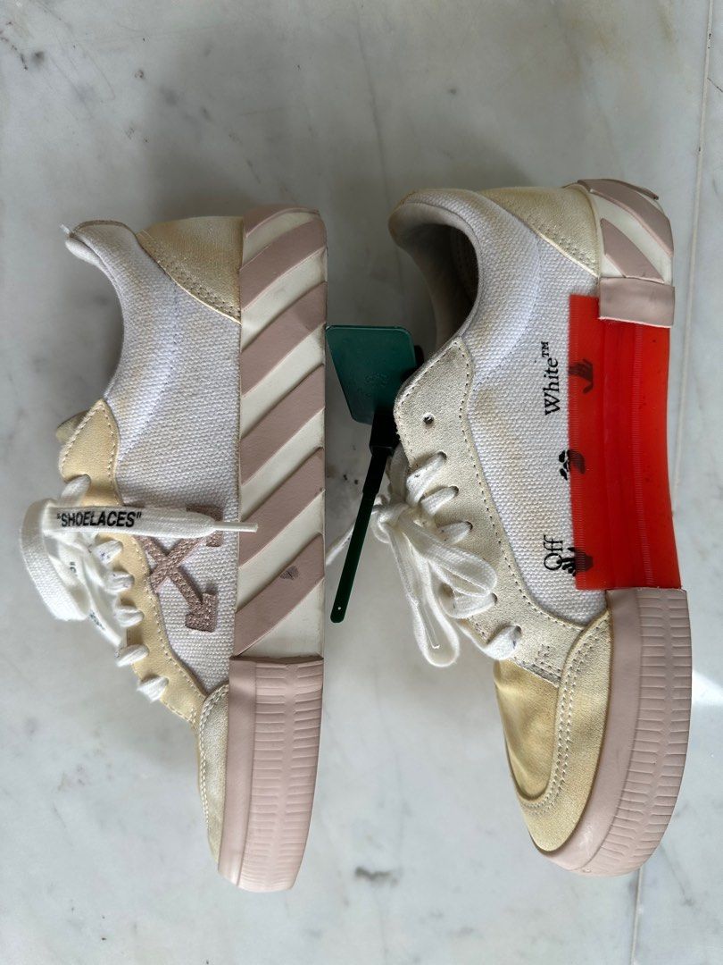 OFF-WHITE Low Vulcanized suede-trimmed canvas sneakers