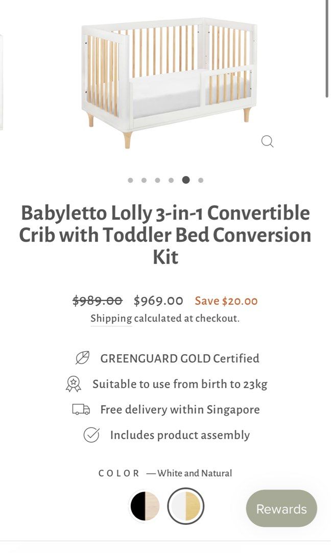 Babyletto Lolly 3in1 convertible baby crib, Babies & Kids, Baby