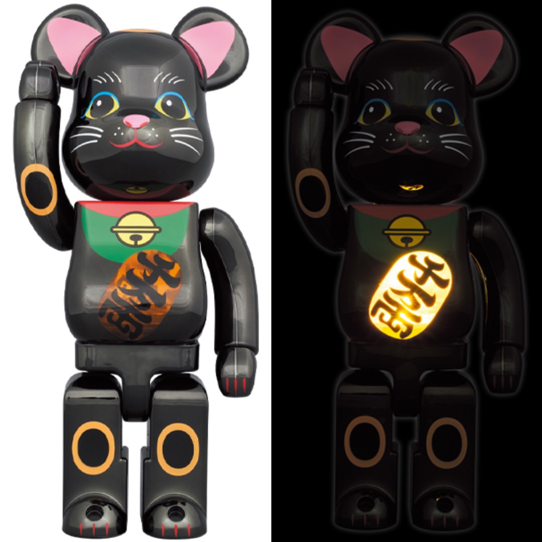 「現貨」BE@RBRICK 招き猫黒メッキ発光1000％ 招財貓, 興趣及