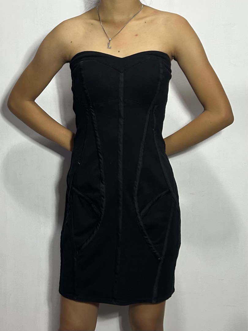 black tube corset dress on Carousell