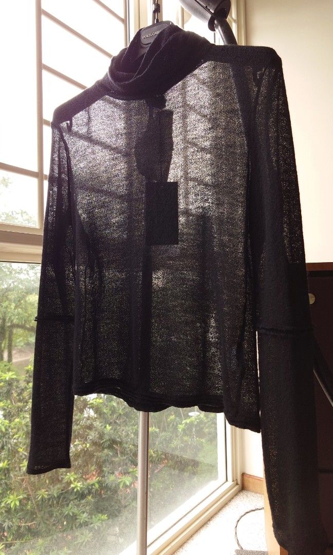 New Giorgio Armani Classic Intricate Black Mesh Lace Knitted