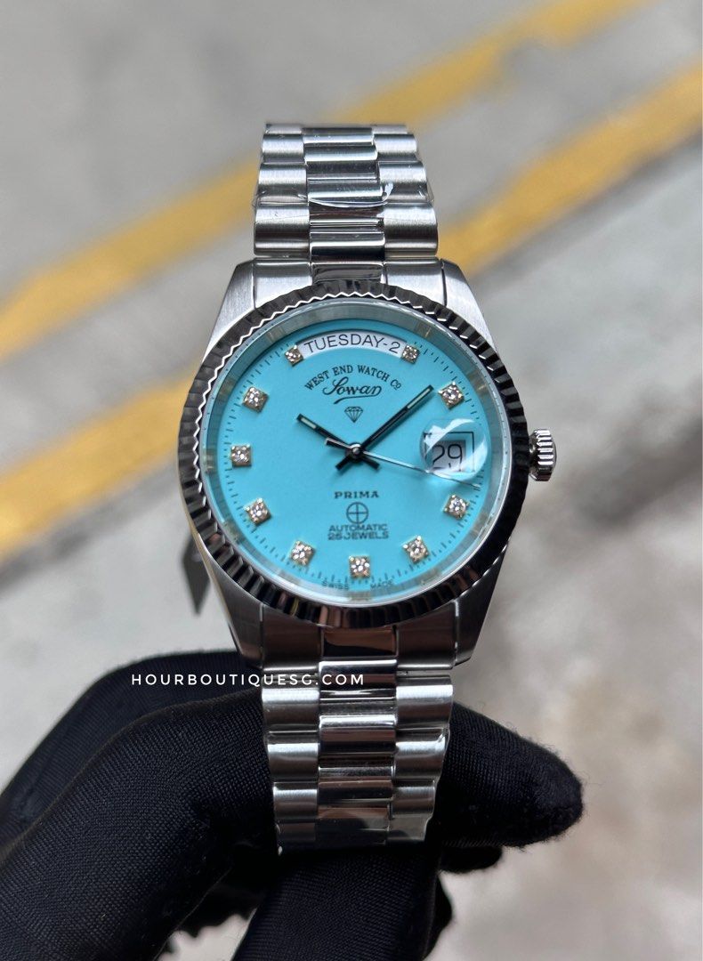 Brand New Westend Watch Co. Mint Blue Dial with Genuine Diamonds