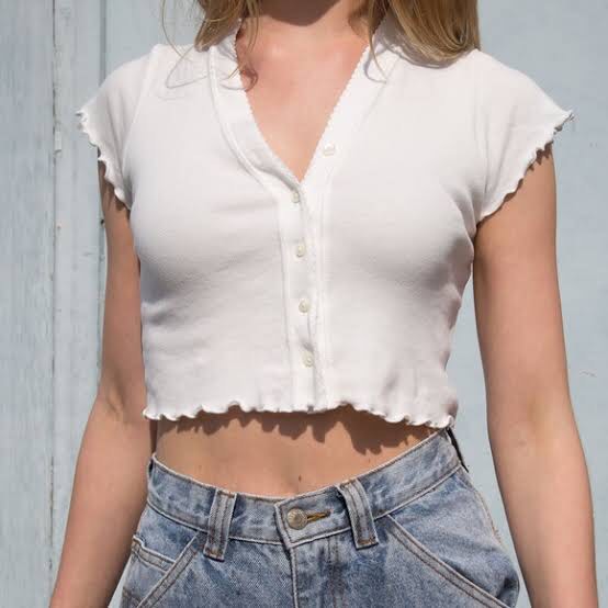 Brandy Melville White Paige Ruffle Top, Women's Fashion, Tops, Blouses on  Carousell