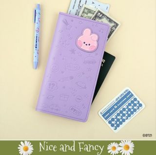BT21 COOKY Leather Patch Long Passport Cover