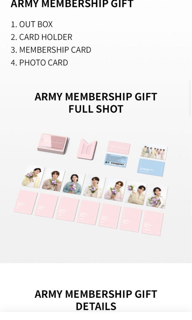 公式ARMY MEMBERSHIP KIT2期 FC限定 7枚セット 公式ARMY MEMBERSHIP KIT2期 FC限定 7枚セット