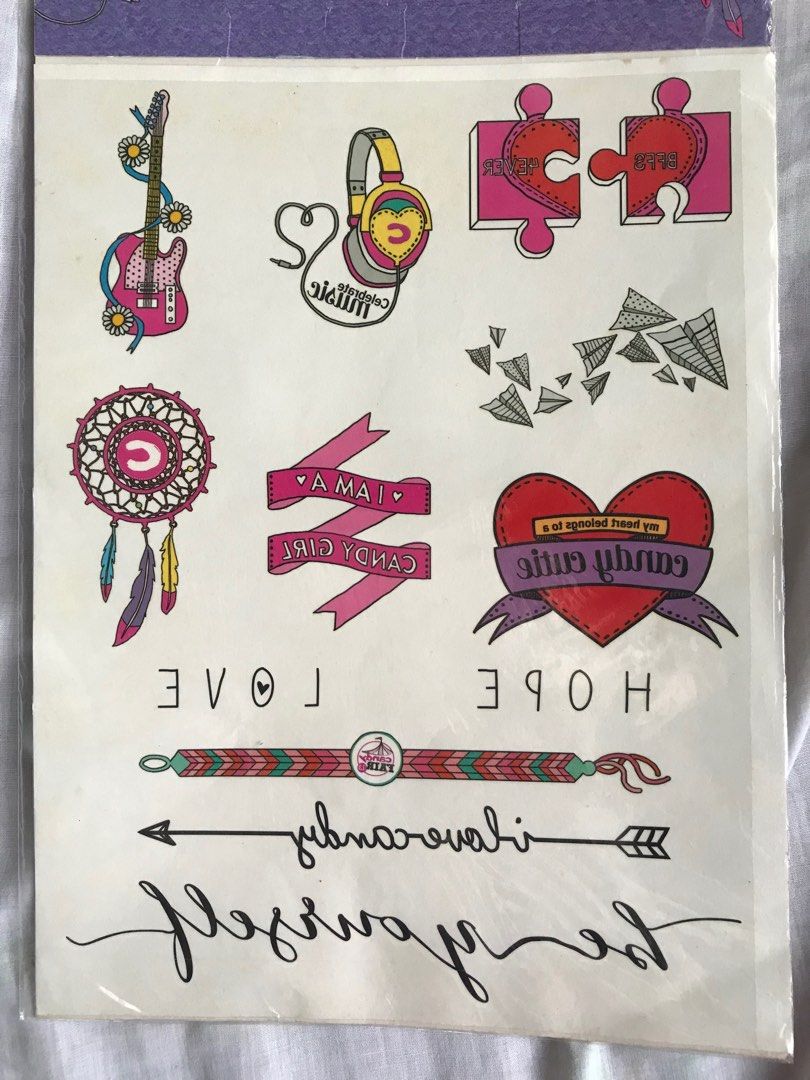 Candy Temporary Tattoo (Category: Art & Prints) located in Banga. Submitted by chicuniverse (Listing ID 1241411802, Image 2). Description: Note: What you see is what you get. Mode of Payment: GCash Meet up Mode of Delivery: Meet up JRS JNT LBC Meet up: Banga Police Station.