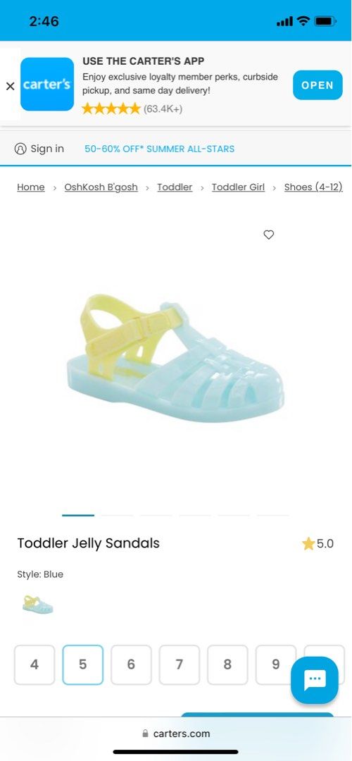 Carters jelly shoes store