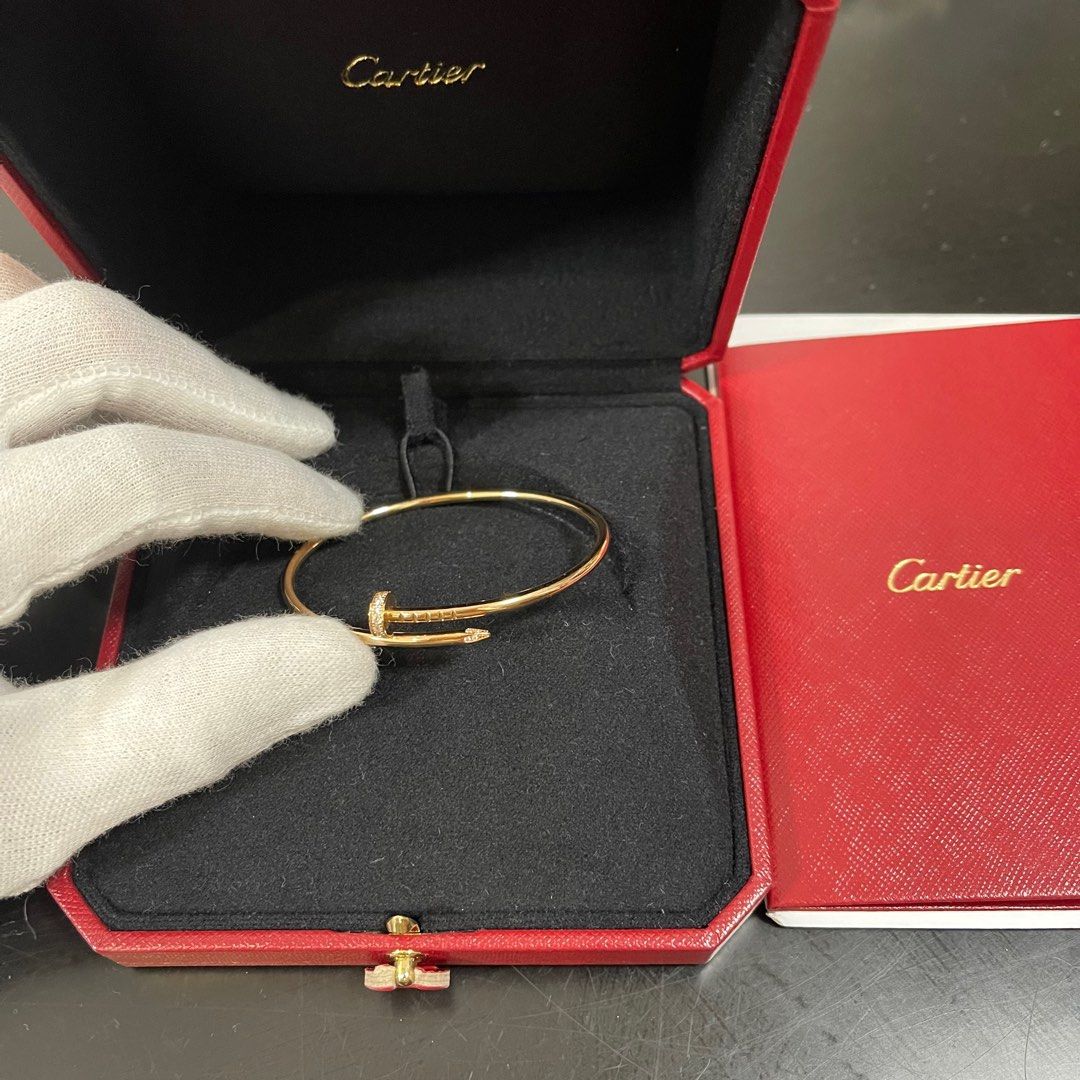 Cartier Juste Un Clou Nail Bracelet Small Model 18K Yellow Gold Sz 18 Box Papers