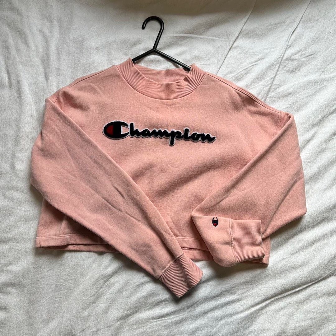 champion baby pink cropped pullover