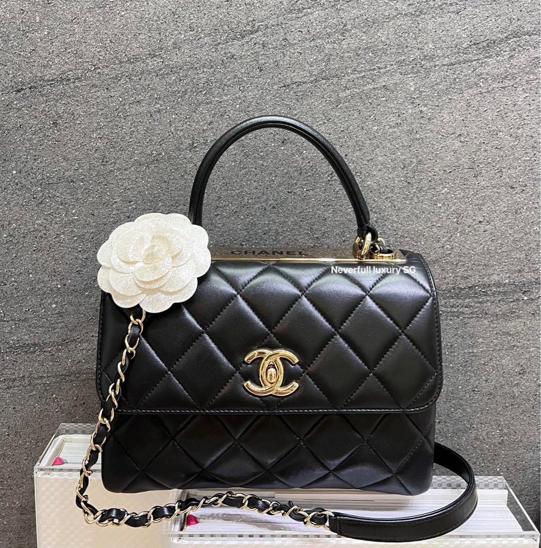 Chanel Small Trendy Flap Bag with Top Handle Black Lambskin in GHW Bag,  Luxury, Bags & Wallets on Carousell