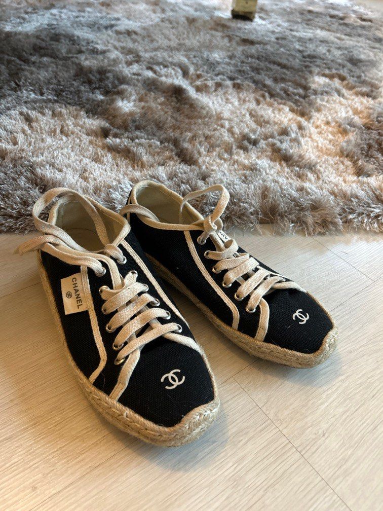 Chanel esparadrilles sneakers navy laces Women s Fashion