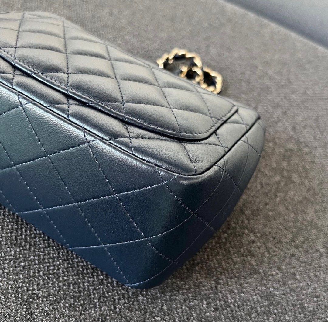 Chanel Mini Square Flap Lambskin Blue indigo / Lghw, Luxury, Bags