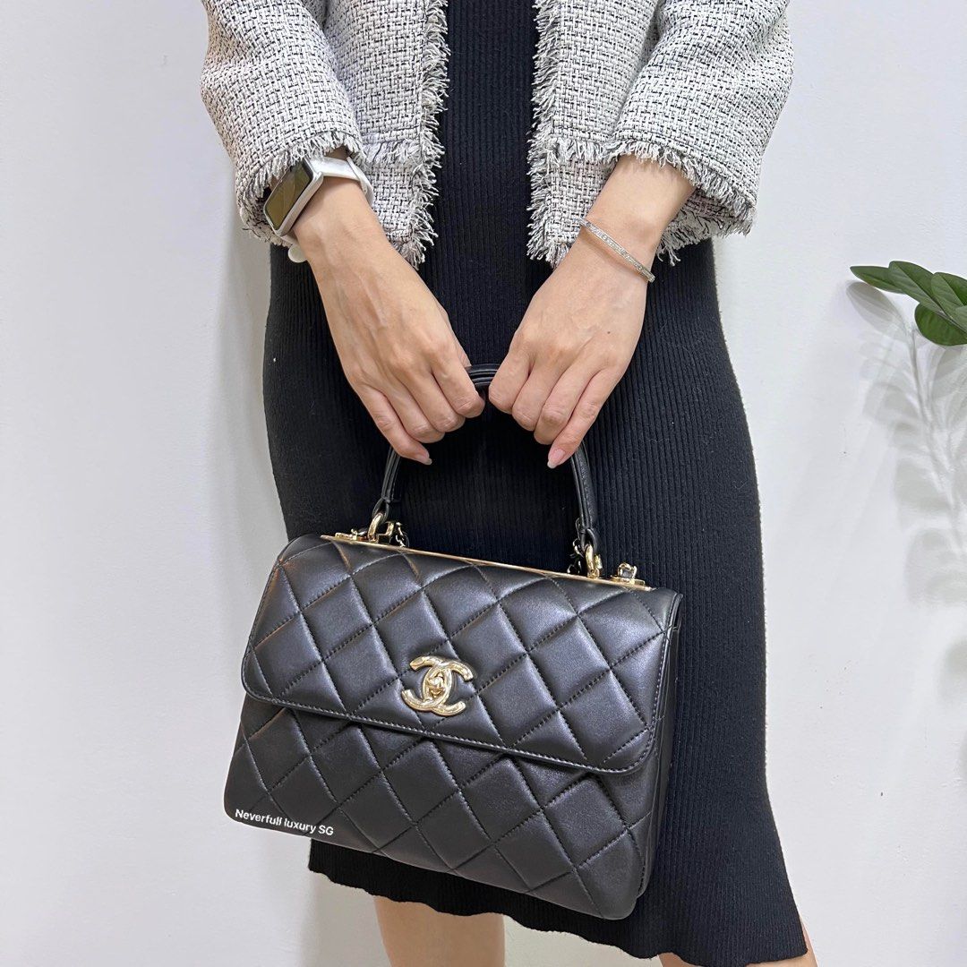 Chanel Flap Bag with Handle Lambskin, Luxury, Bags & Wallets on