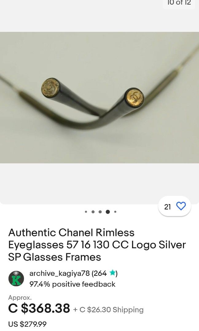 Chanel Vintage Rimless Eyeglasses, Luxury, Accessories on Carousell