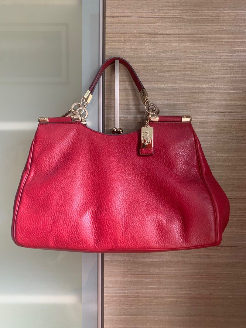 Red leather coach bag hot sale