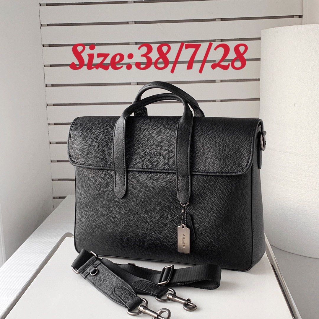 Mens leather briefcase coach sales