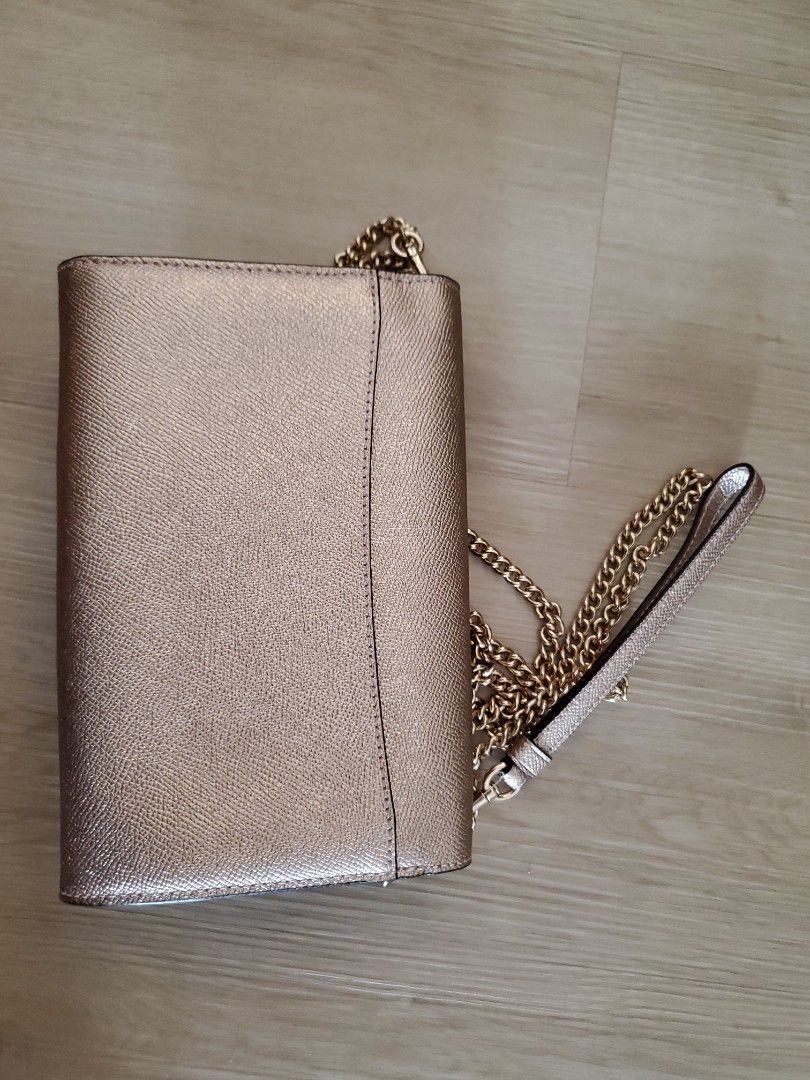 Coach Metallic Rose Gold Leather Colorblock Trifold Wallet Coach | TLC