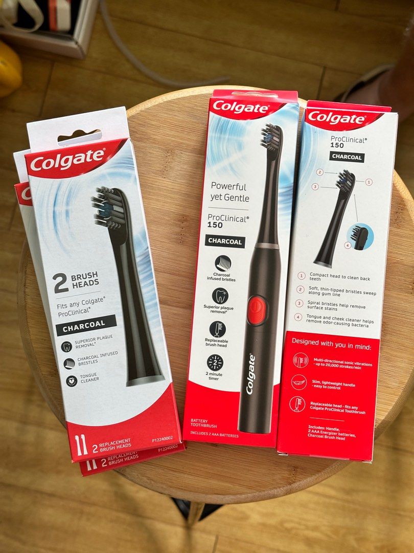 Colgate Battery Toothbrush ProClinical 150 Charcoal (Category: Oral Care) located in Marikina City. Submitted by niksilog (Listing ID 1241436677, Image 1). Description: Selling Colgate ProClinical 150 in charcoal RFS - extras Toothbrush is originally 720 in shopee, selling for 300 ea Refill is originally 520 in shopee, selling for 100ea Have 2 sets of each to sell! :) Loc: I frequent marikina, pasig, mandaluyong, and QC.
