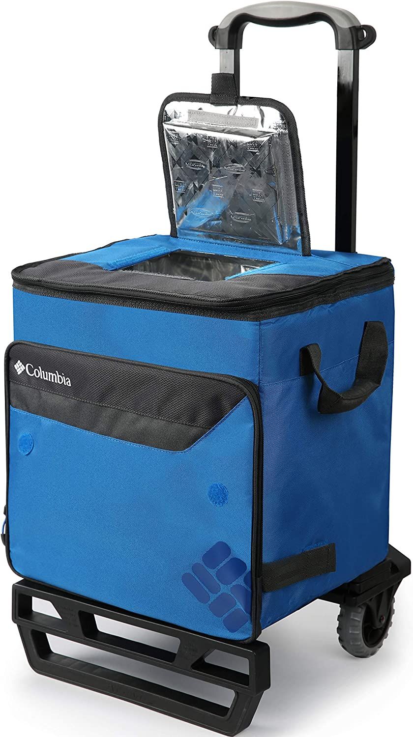 Columbia Crater Peak Wheeled Cooler 50 Can Rolling Cooler Blue