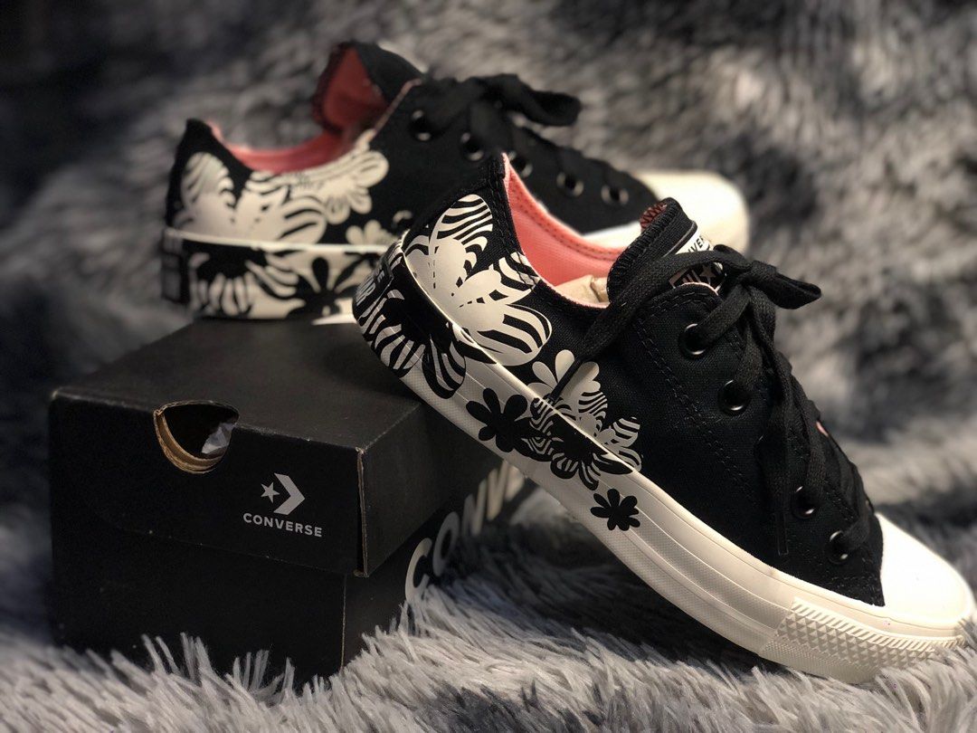 Converse Black Floral Chuck Ox Low Trainers Women s Fashion