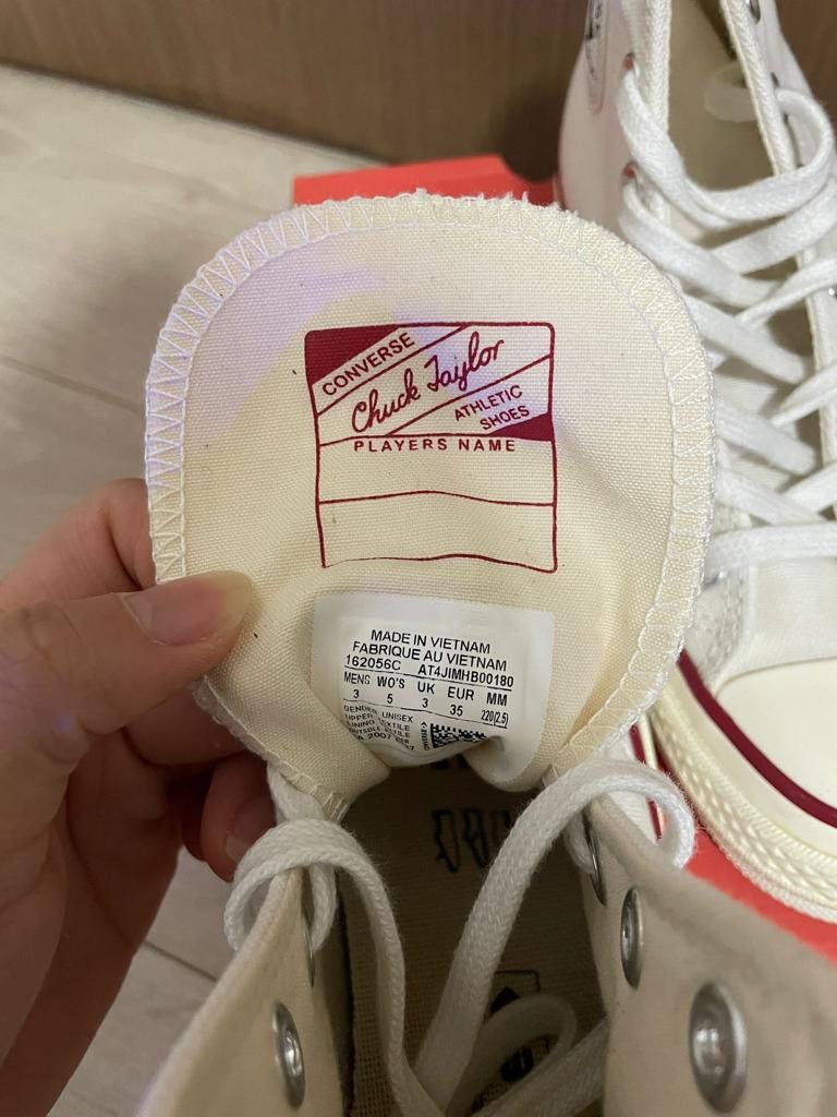 White high top converse on sale size 3