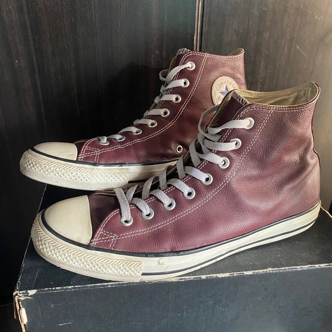 Maroon leather shop converse