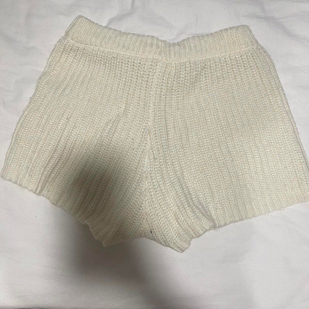 White cheap knitted shorts