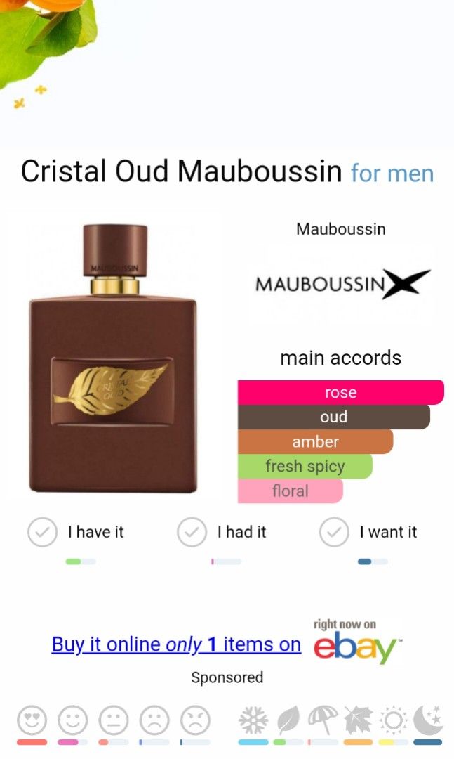 Parfum Mauboussin Cristal Oud Pour Homme – 100 Ml, Eau De Parfum, Senteur Orientale – Neuf, France