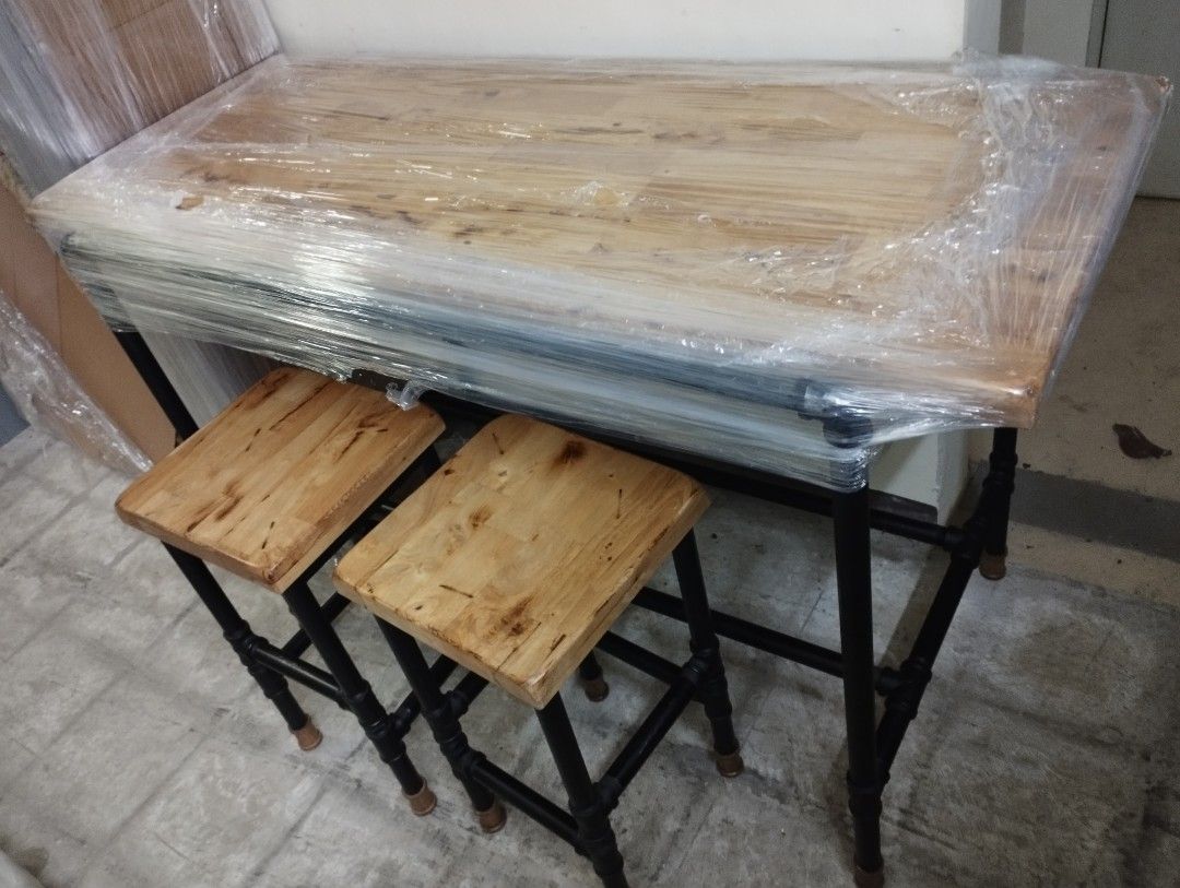 Custom made high table and chair set, Furniture & Home Living ...