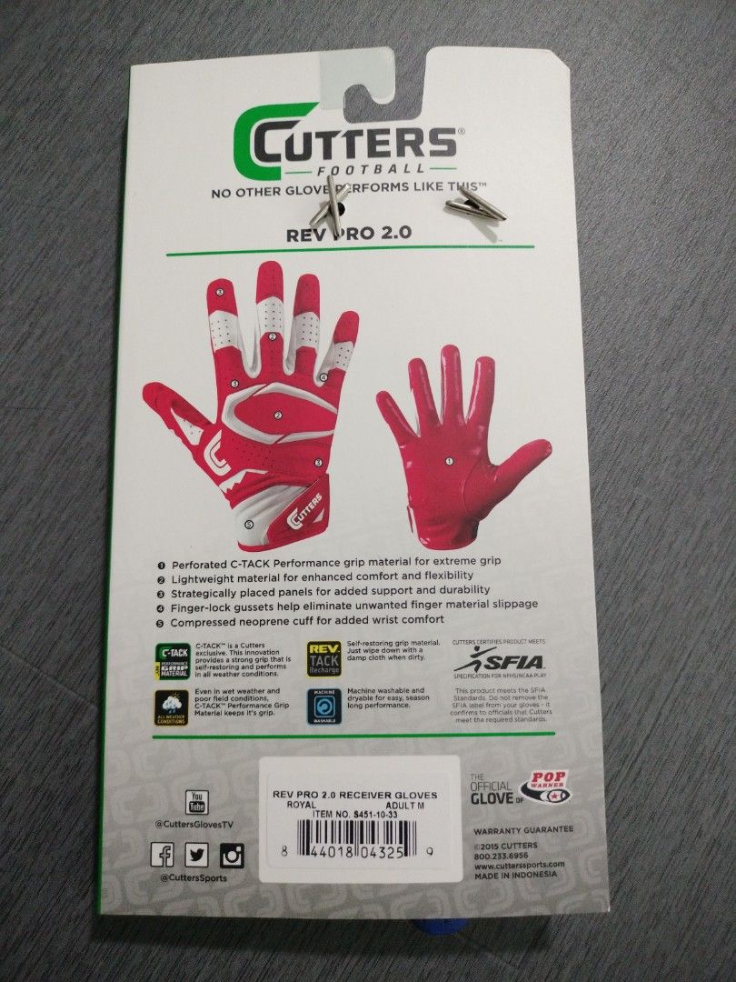 Cutters Rev Pro 2.0 Blue/White goalie glove, Men's Fashion, Activewear