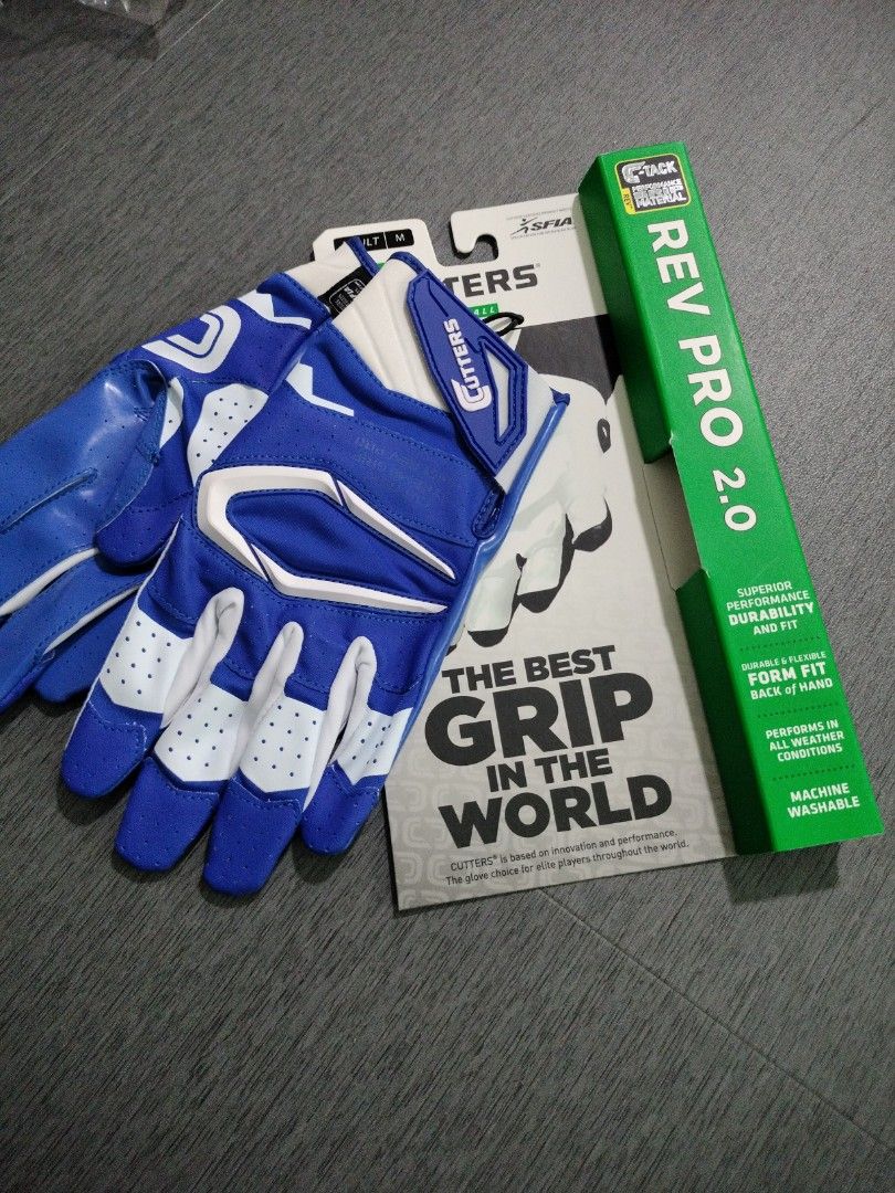 Cutters Rev Pro 2.0 Blue/White goalie glove, Men's Fashion, Activewear