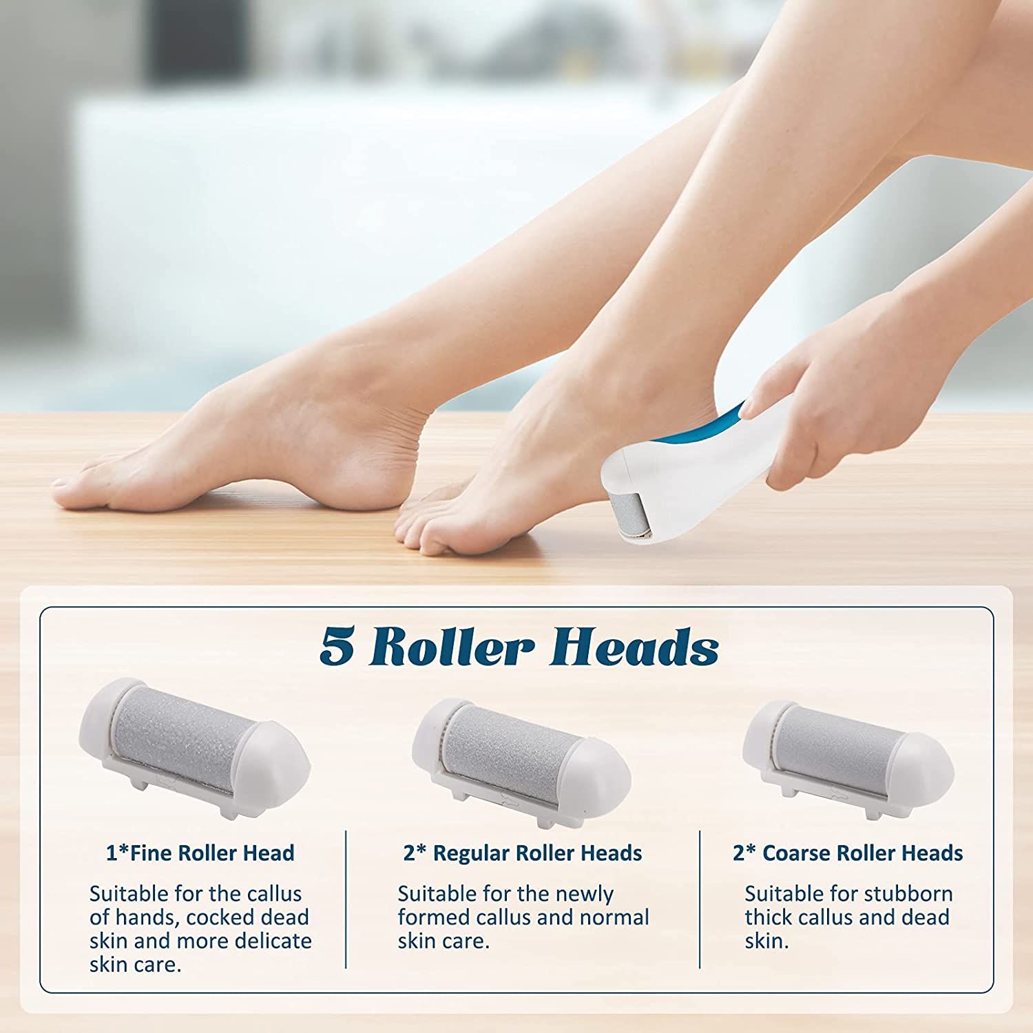 Electric Foot File Callus Remover for Feet Rechargeable Professional  Pedicure Tools Kit Wet & Dry Foot Scrubber Care with 4 Roller Heads 2 Speed  LCD Display for Dry Hard Cracked Heel Dead