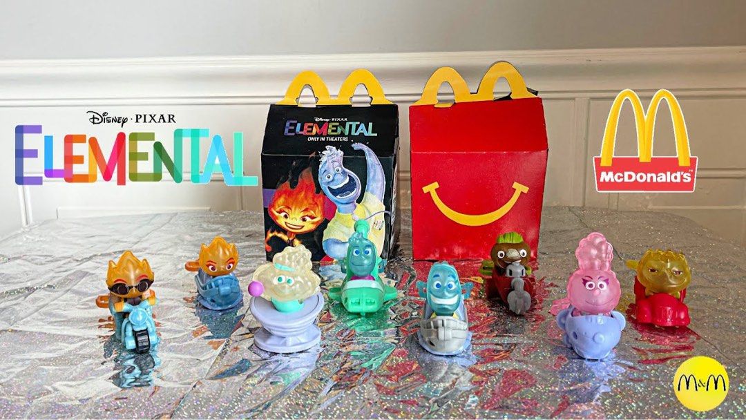 Elemental Disney Pixar McDonald's full set of 8 with happy meal box