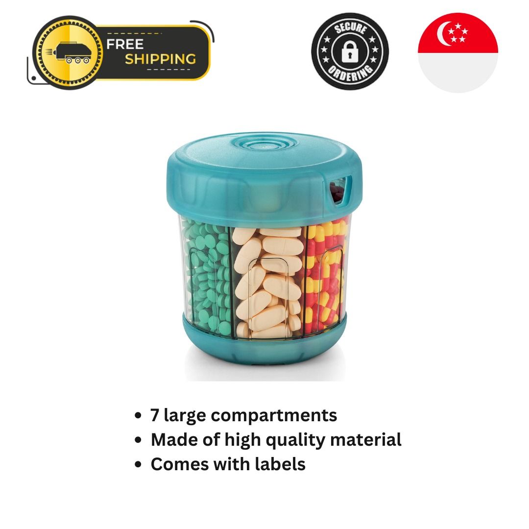 Extra Large Supplement Organizer with XL 7 Large Compartments, TPU Soft Lid  Easy to Load and to Use Pill Dispenser, 1 Month Jumbo Vitamin Holder
