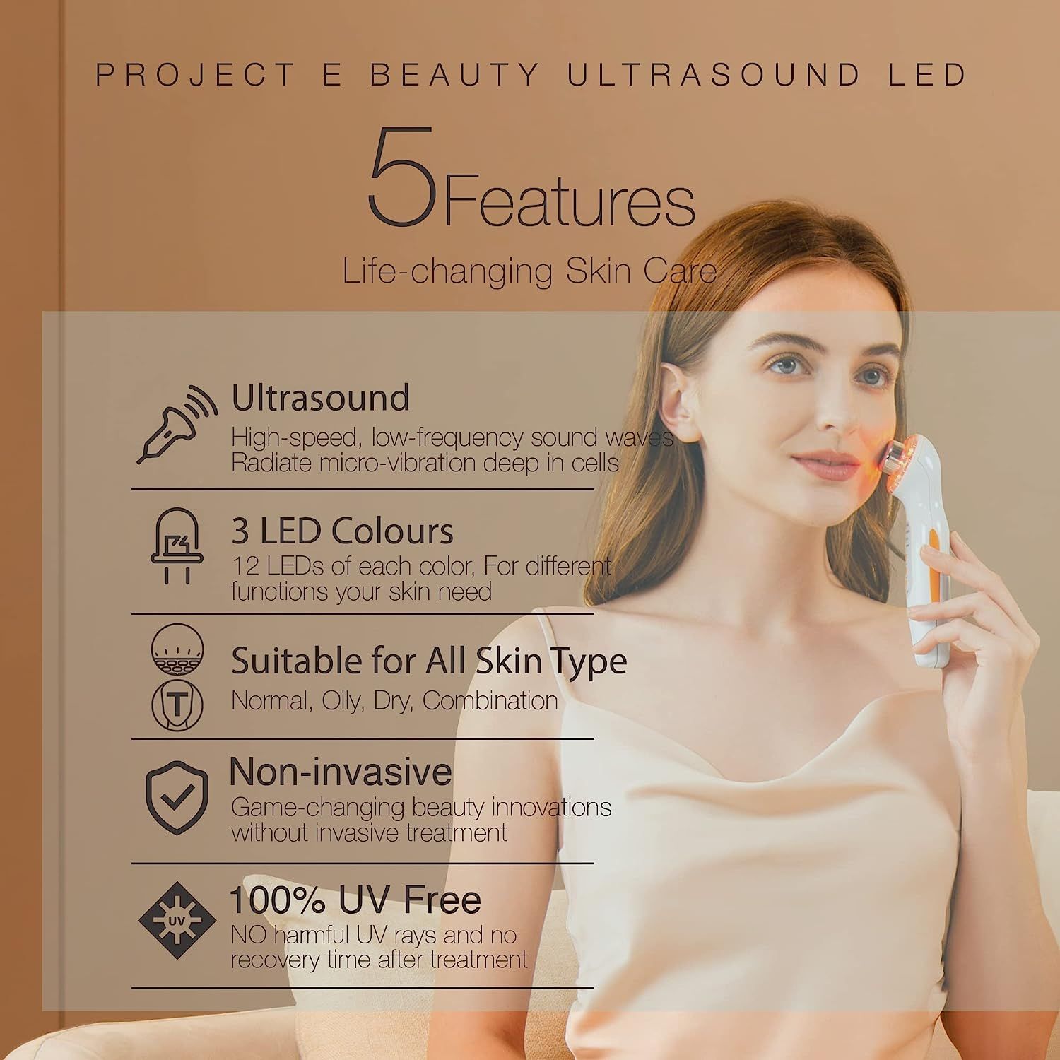 Facial & Eye Photon Ultrasonic Device by Project E Beauty Red, Blue