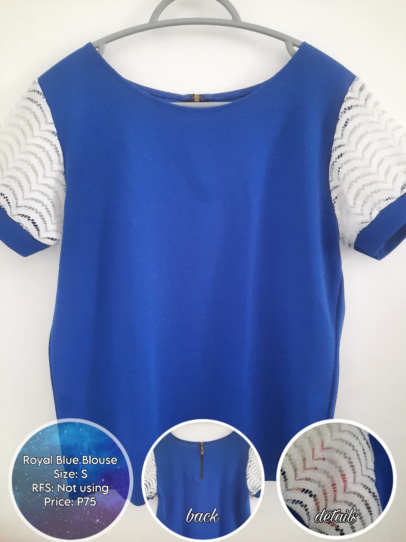 Preloved Royal Blue Blouse, Women's Fashion, Tops, Blouses on Carousell
