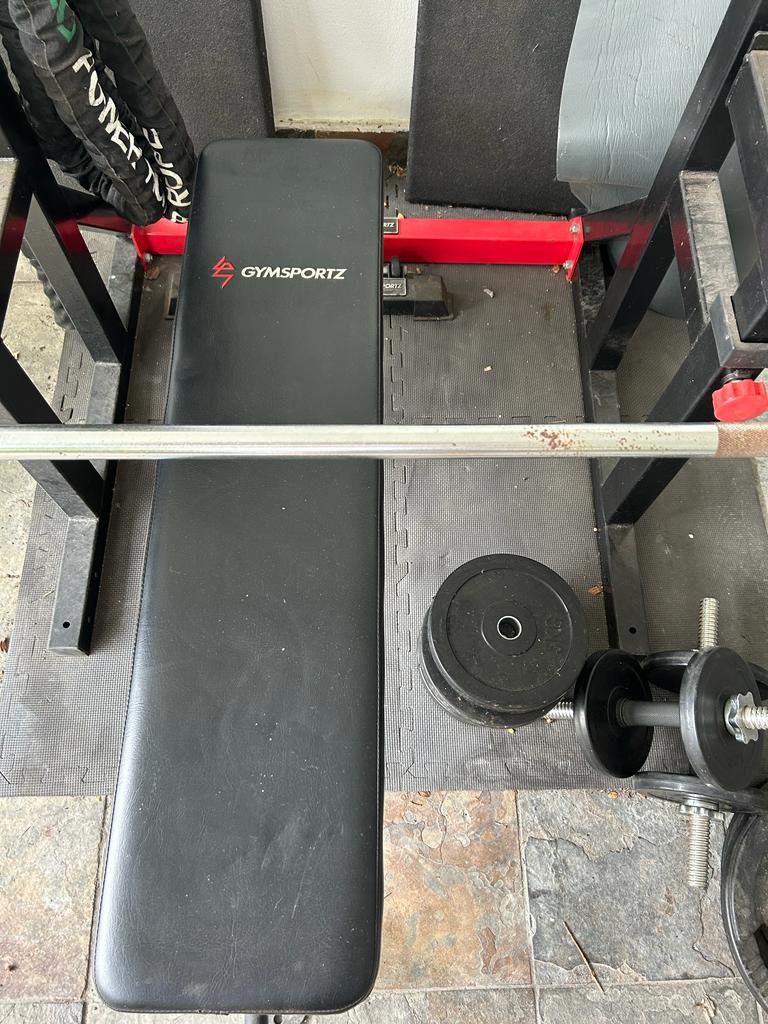 Full Gym Set FREE battle ropes Weights bench barbell squat rack