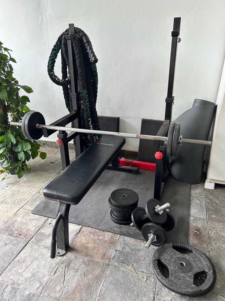Full Gym Set FREE battle ropes Weights bench barbell squat rack. Sports Equipment Exercise Fitness Weights Dumbbells on Carousell