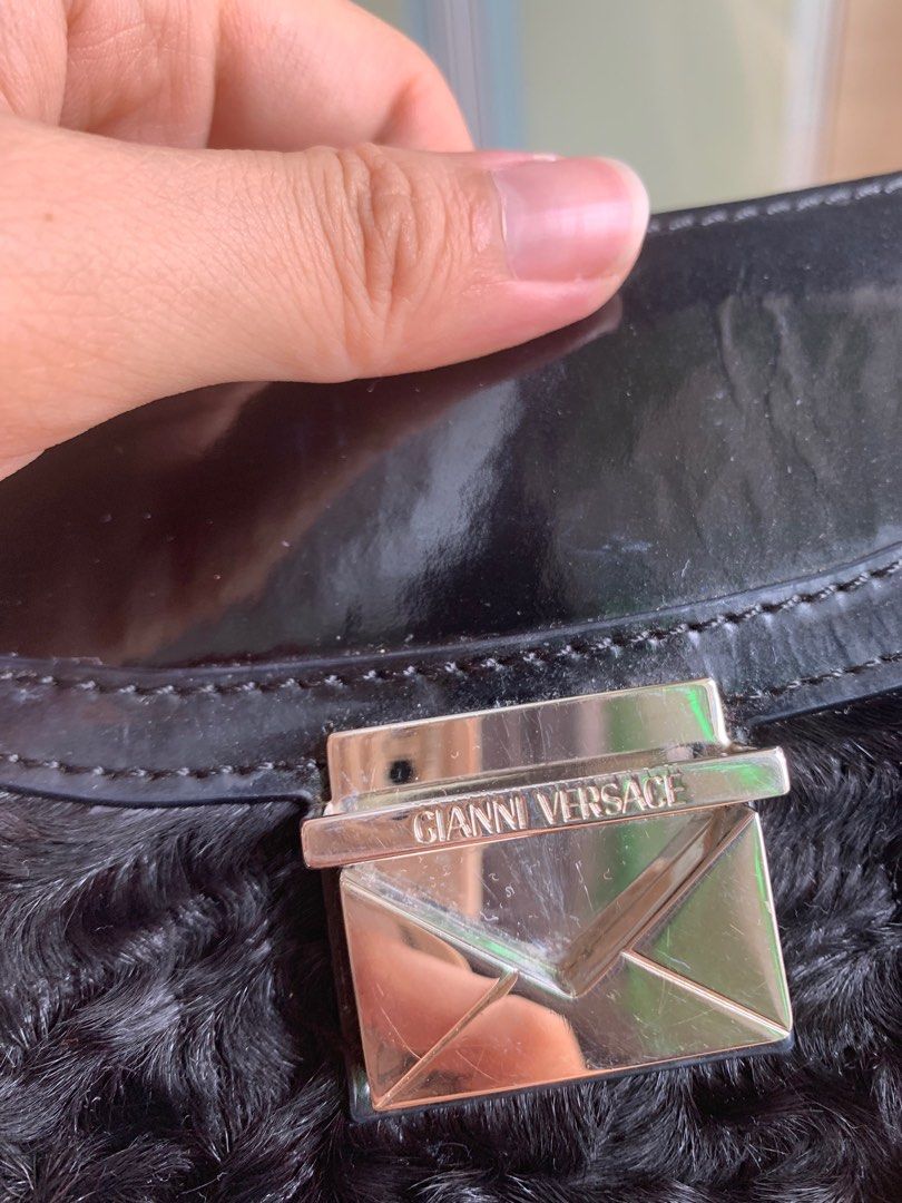 Gianni versace black leather sale purse