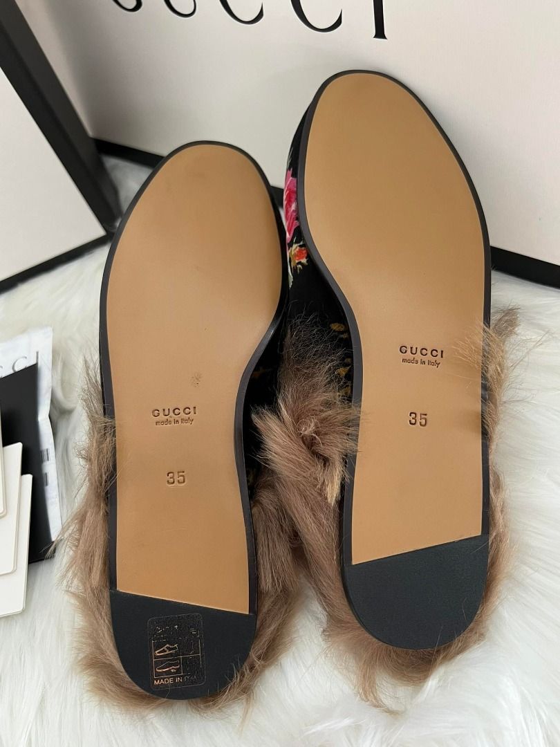 GUCCI Black Floral Princetown Slippers LOAFERS Euro36