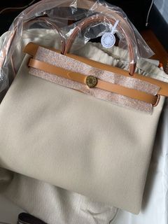 Hermes Beige Zip Retourne Cabine Tilt Herbag 50