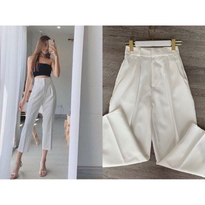 High Waisted Pants Black Navy Olive White Khaki Women s