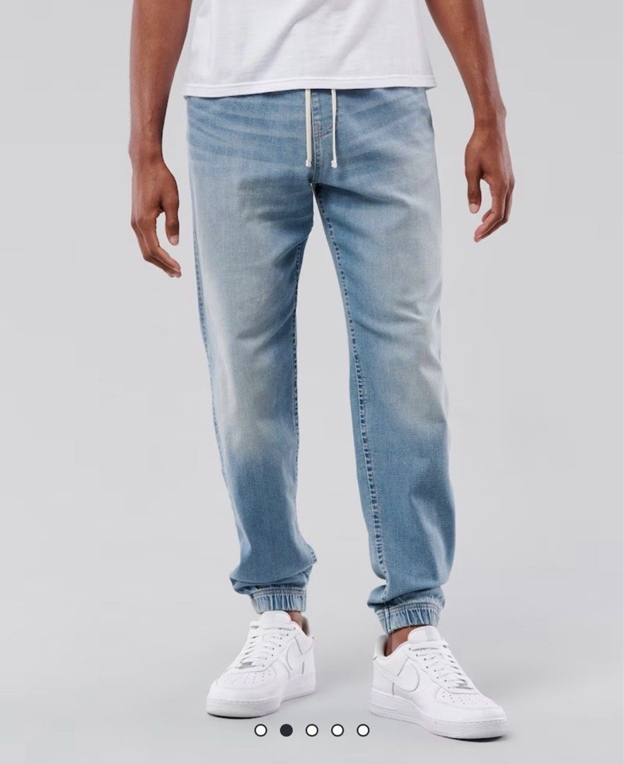 Hollister Light Wash Just like Knit Relaxed Denim Joggers Men s