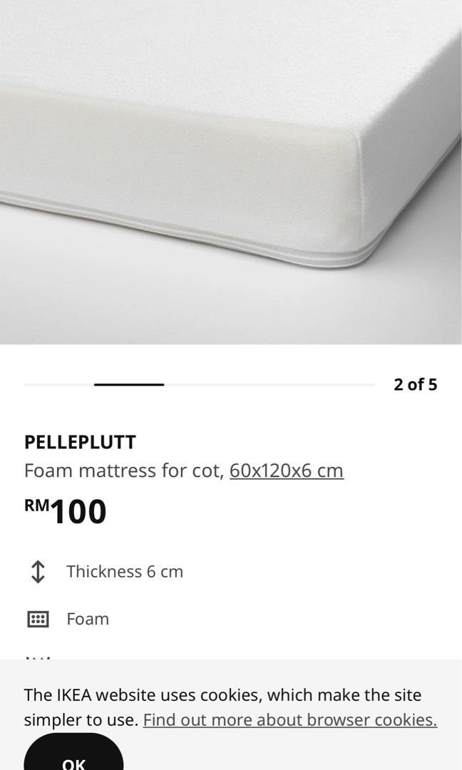 IKEA Babycot mattress (VYSSA/PELLEPLUT), Babies & Kids, Baby Nursery