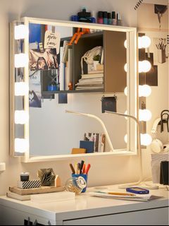  Waneway Hollywood Vanity Lights for Lighted Makeup Mirror  Dressing Table DIY LED Lighting Strip Stick on Plug in with Dimmer and  Power Supply, 6 Light / 9 FT, Mirror Not Included 