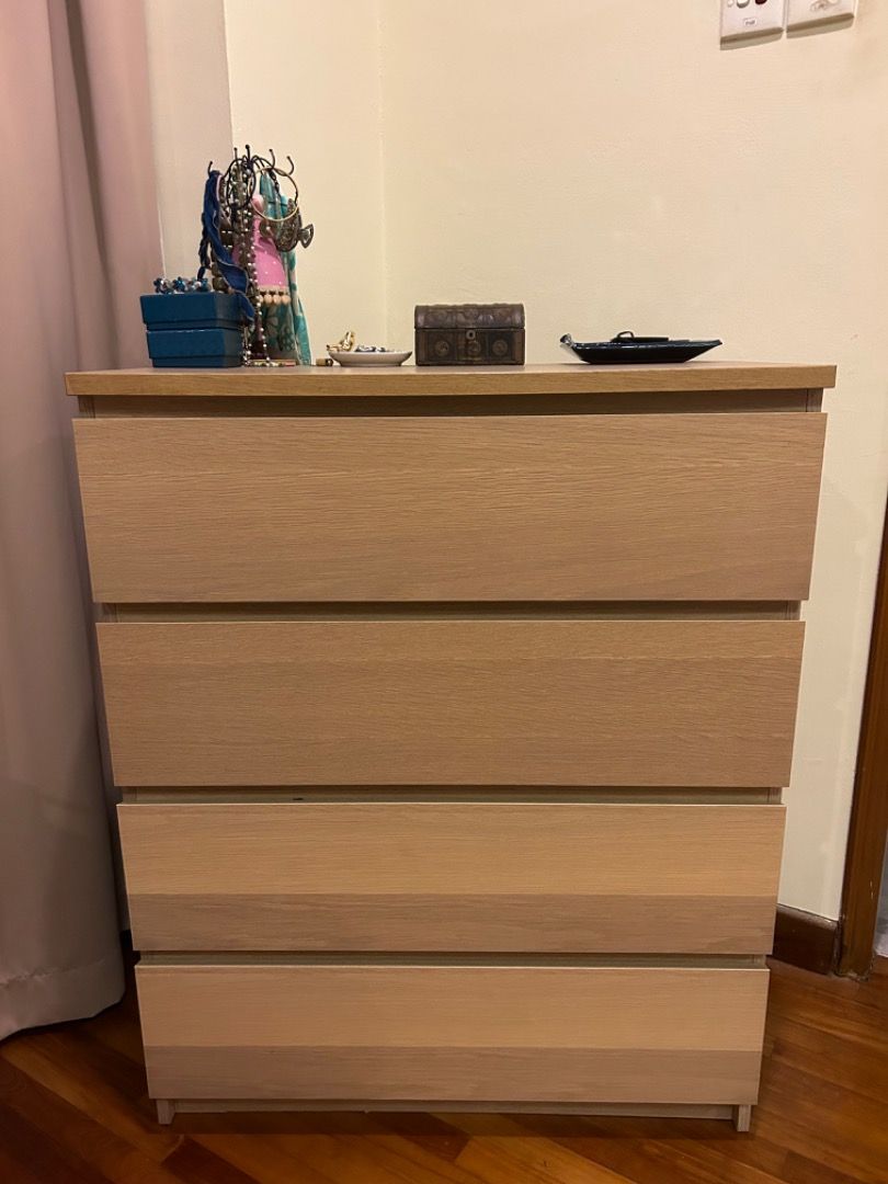 IKEA MALM chest of 4 drawers, Furniture & Home Living, Furniture