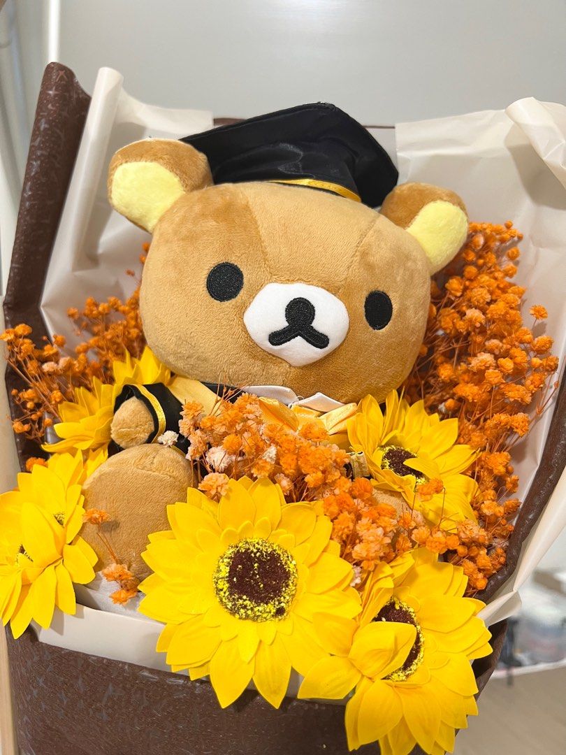 [INSTOCKS] Rilakkuma Plush Graduation Bear Toy Flower Bouquet ...
